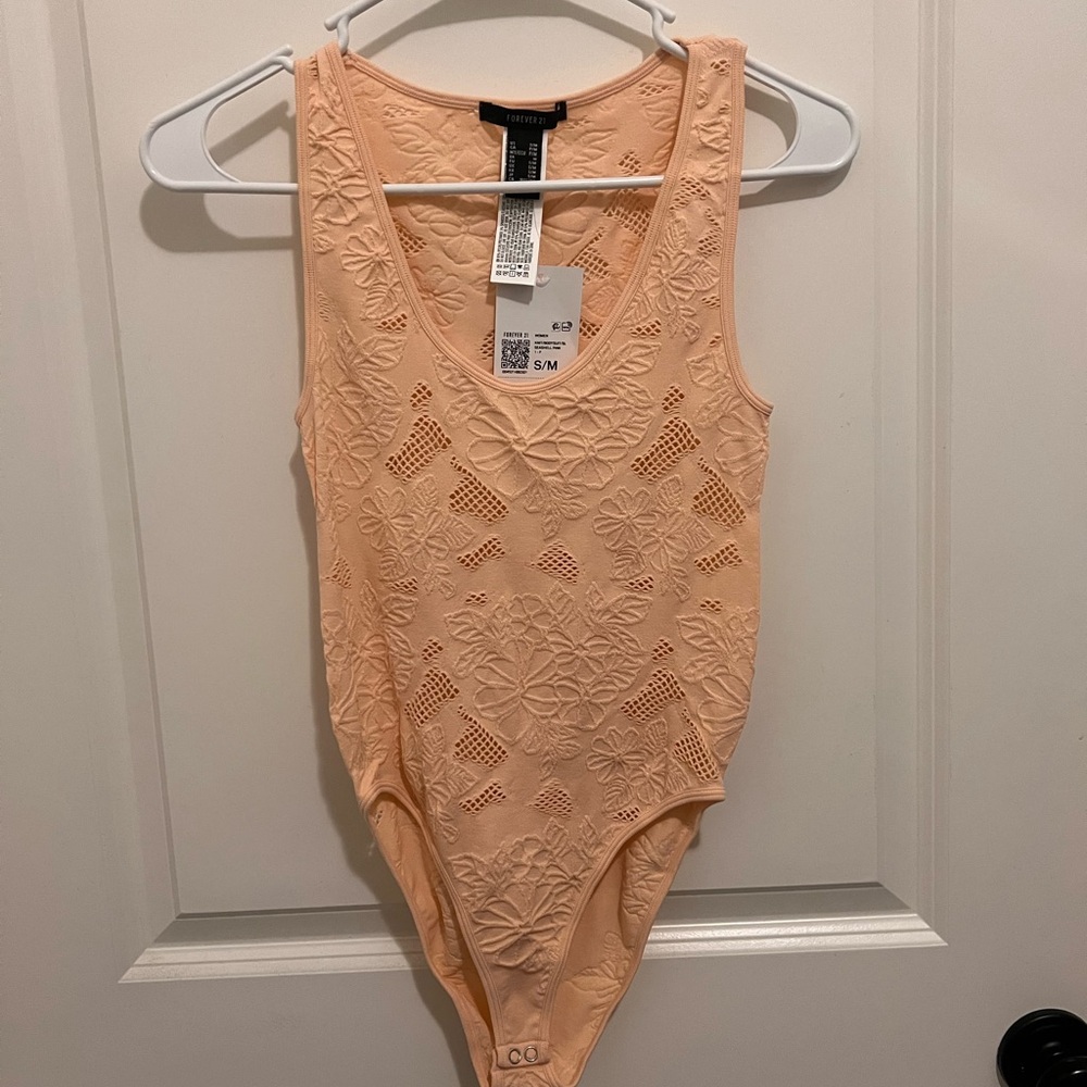 Forever 21 pink Lace Bodysuit Sleeveless Fitted